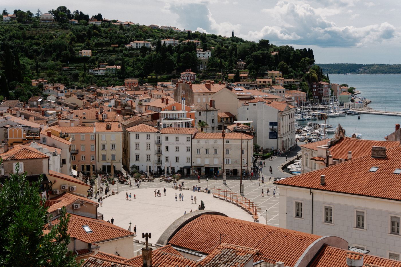 Piran old town and harbor on the Slovenian coast